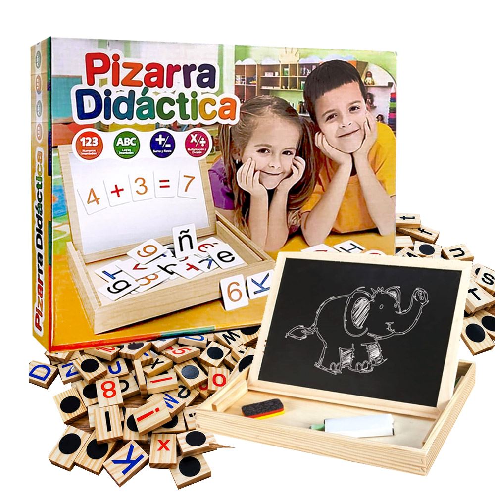Pizarra Magnetica Didactica Alfa Numerico 2 en 1 Fichas de Madera